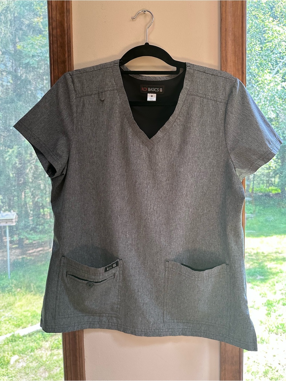 Koi Basics Gray V-Neck Scrub Top
